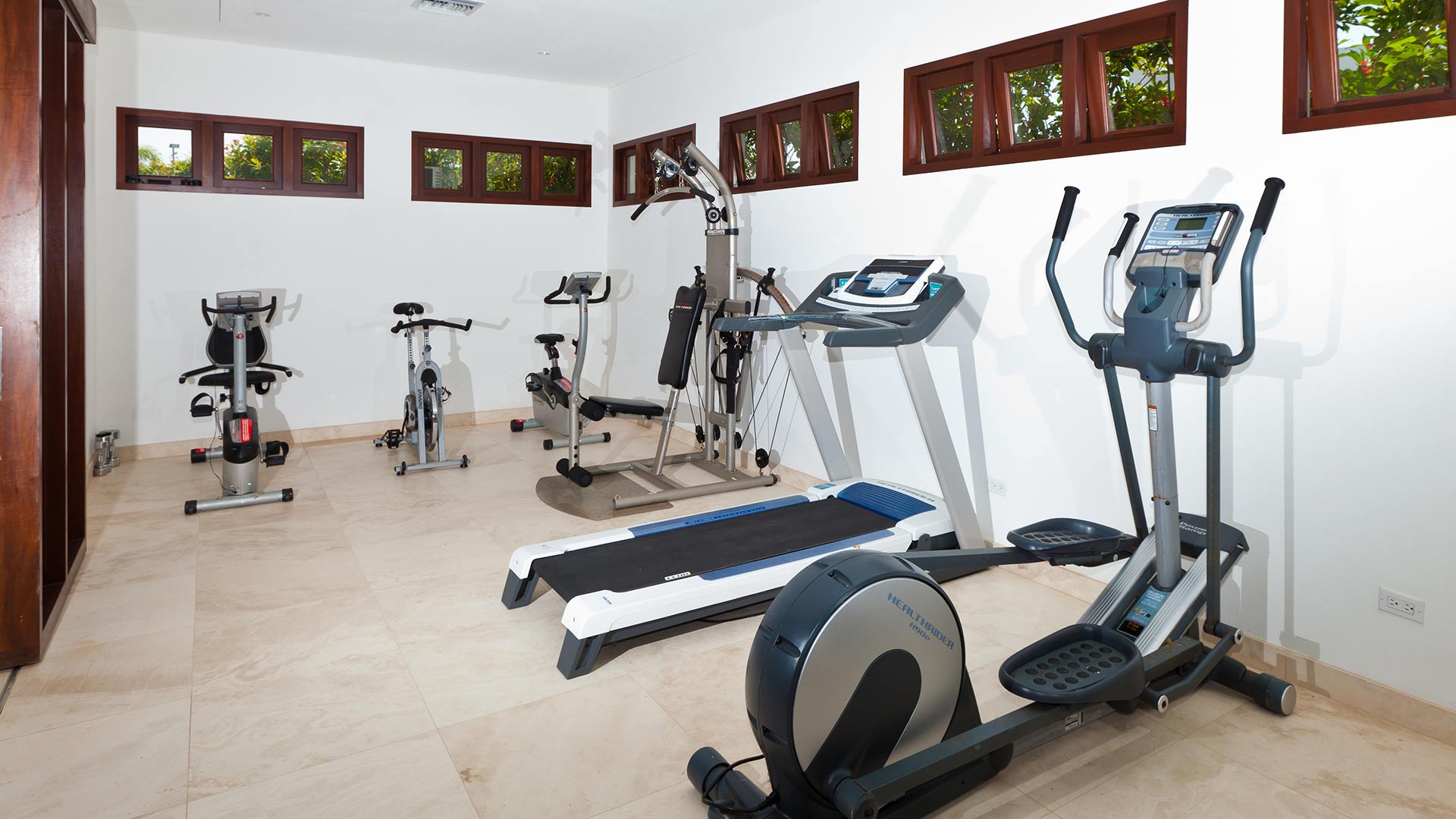 A private gym facility allows guests to keep up their exercise regime while enjoying a stay at Le Bleu Villa — and the stunning island of Anguilla