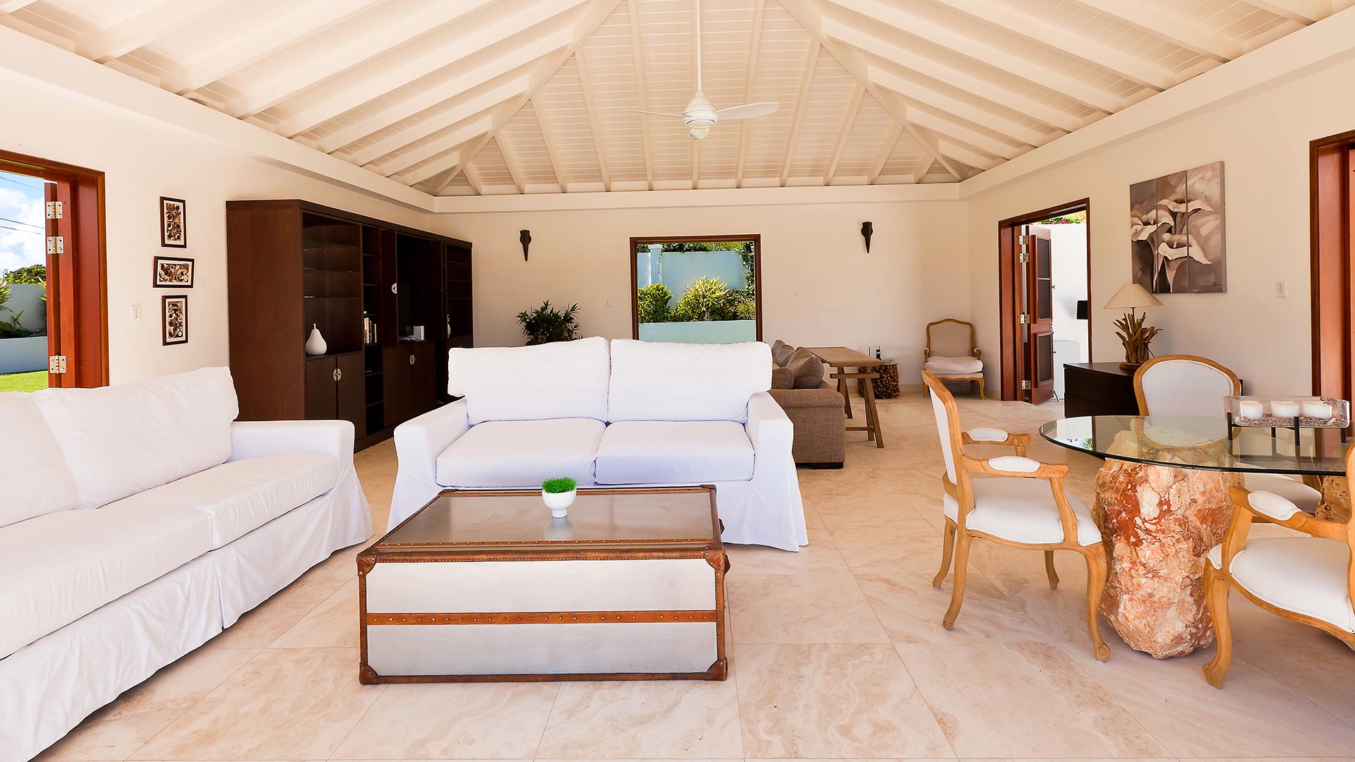 High ceilings, large windows and lots of natural light make Le Bleu Villa an island paradise on Anguilla.
